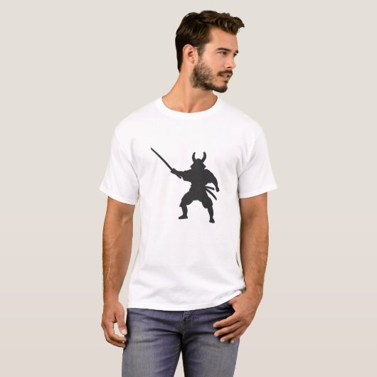 Samurai Warrior met zwaard - Kies achterkleur T-shirt (Voorkant volledig)