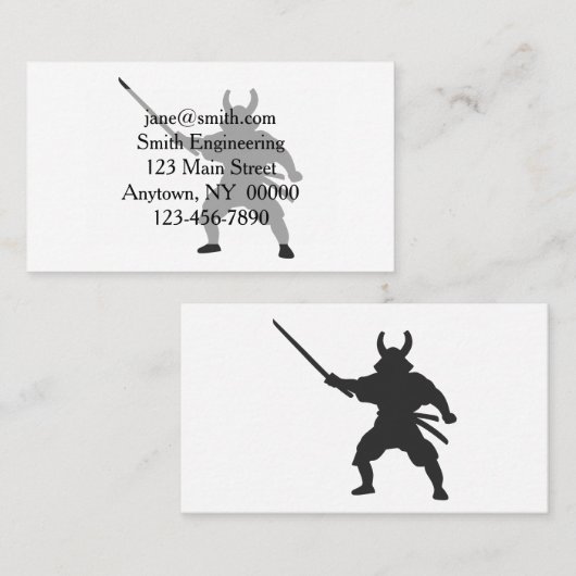 Samurai Warrior met zwaard - Kies achterkleur Visitekaartje (Voorkant / Achterkant)