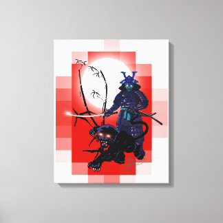 Samurai Warrior met zwarte panter! Canvas Afdruk