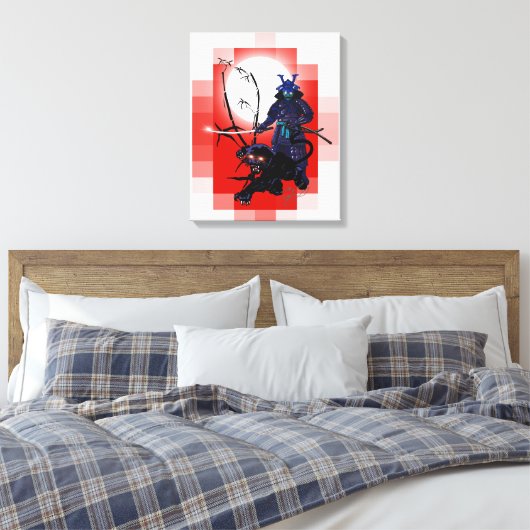 Samurai Warrior met zwarte panter! Canvas Afdruk (Insitu (Slaapkamer))
