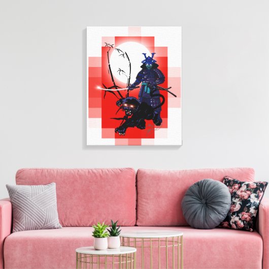 Samurai Warrior met zwarte panter! Canvas Afdruk (Insitu (Woonkamer))