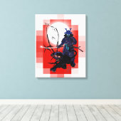 Samurai Warrior met zwarte panter! Canvas Afdruk (Insitu (Houten vloer))