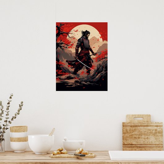 Samurai Warrior op Sunset Poster (Keuken)