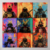 Samurai Warrior Portretten in gewaagde graffiti ku Poster (Voorkant)