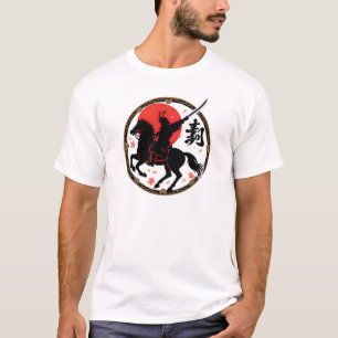 Samurai Warrior Rising Sun Design T-shirt