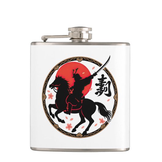 Samurai Warrior Rising Sun Flask Heupfles (Voorkant)