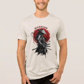 Samurai Warrior Rising Sun Japanese Ink Style Tri-Blend Shirt (Voorkant)