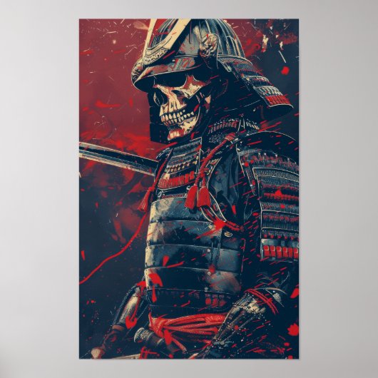 Samurai Warrior Skull Cool Illustration Poster (Voorkant)