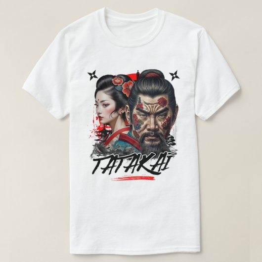 Samurai Warrior Spirit - Artistic Tattoo Design T-shirt (Design voorkant)
