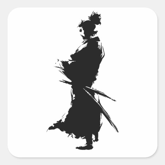"Samurai Warrior Sticker - Japanese Ink Art Vinyl (Voorkant)