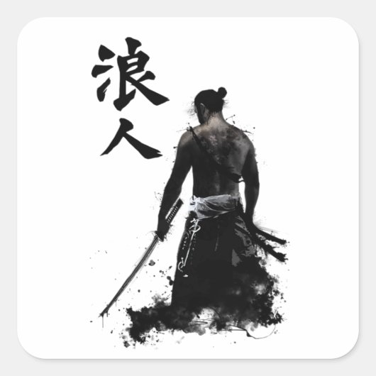 "Samurai Warrior Sticker - Japanese Ink Art Vinyl (Voorkant)