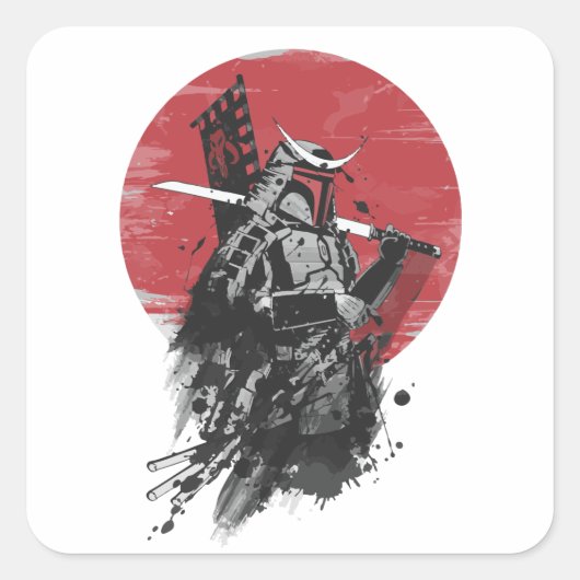 "Samurai Warrior Sticker - Japanese Ink Art Vinyl (Voorkant)