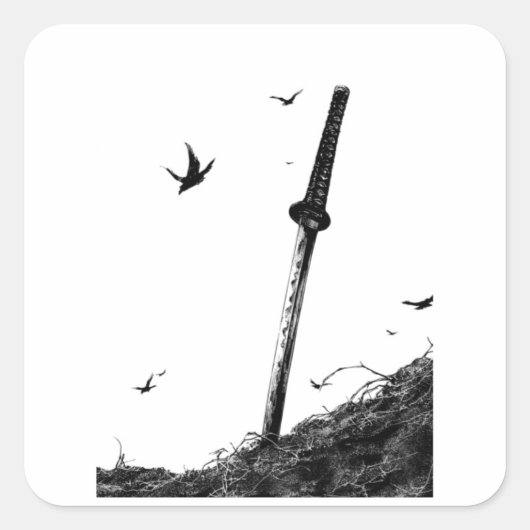 Samurai Warrior Sticker - Japans Ink Art Vinyl (Voorkant)