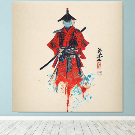  Samurai Warrior Stretched Canvas Afdrukken (Insitu (Houten vloer))