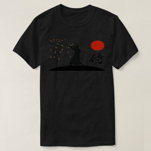 Samurai Warrior Sword Retro Japanese Red Moon Styl T-shirt (Design voorkant)