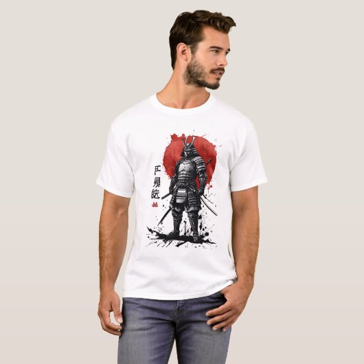 Samurai Warrior T-shirt – Japanse Bushido kunst (Voorkant volledig)