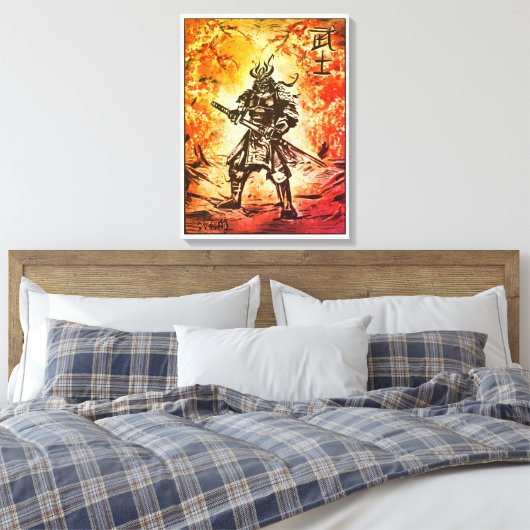 Samurai Warrior ; Traditionele Japanse kunst Canvas Afdruk (Insitu (Slaapkamer))