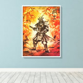 Samurai Warrior ; Traditionele Japanse kunst Canvas Afdruk (Insitu (Houten vloer))