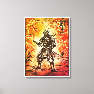 Samurai Warrior ; Traditionele Japanse kunst Canvas Afdruk