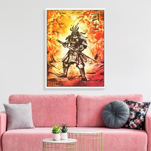 Samurai Warrior ; Traditionele Japanse kunst Canvas Afdruk (Insitu (Woonkamer))
