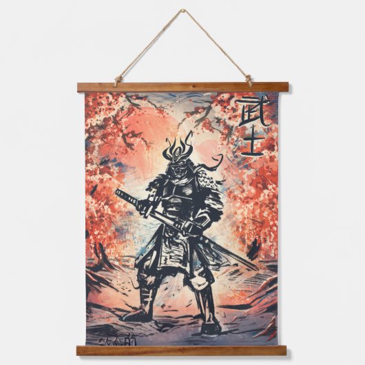 Samurai Warrior ; Traditionele Japanse kunst Hangend Wandkleed (Voorkant)