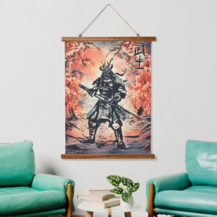 Samurai Warrior ; Traditionele Japanse kunst Hangend Wandkleed