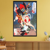 Samurai Warrior vecht op een paard, Yoshitoshi Canvas Afdruk (Insitu (Woonkamer))