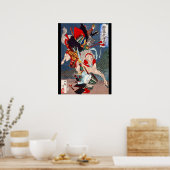 Samurai Warrior vecht op een paard, Yoshitoshi Poster (Keuken)