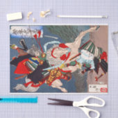 Samurai Warrior vecht op een paard, Yoshitoshi Tissuepapier (Craft)