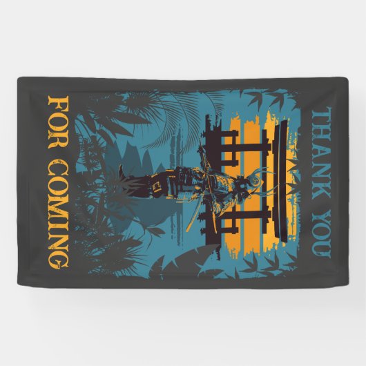 Samurai Warrior Verjaardagsfeestje op maat Spandoek (Horizontaal)