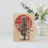 Samurai Warrior Wabi Sabi Art |  rode zon Briefkaart (Staand voorkant)