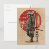 Samurai Warrior Wabi Sabi Art |  rode zon Briefkaart (Voorkant / Achterkant)