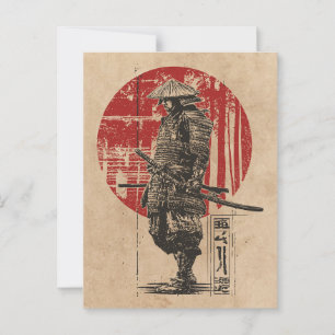 Samurai Warrior Wabi Sabi Art    rode zon Briefkaart