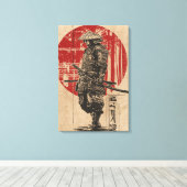 Samurai Warrior Wabi Sabi Art | rode zon Canvas Afdruk (Insitu (Houten vloer))