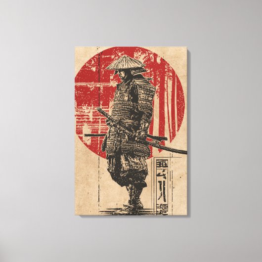 Samurai Warrior Wabi Sabi Art | rode zon Canvas Afdruk (Voorkant)