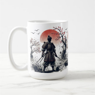 Samurai Warrior with Twin Katanas Sunset Art Koffiemok