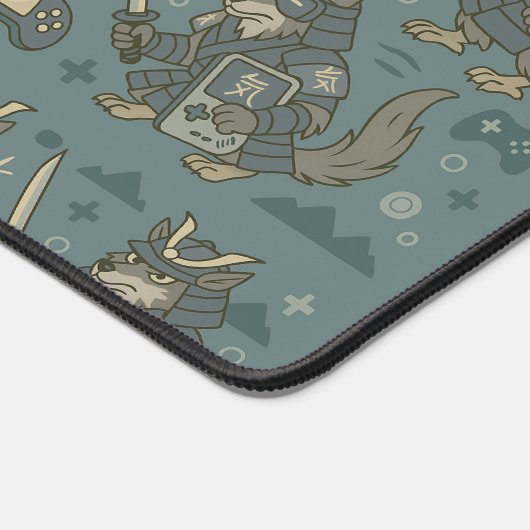 Samurai Wolf met Handheld Console Bureaumat (Hoek)