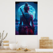 Samurai woman warrior with katana — Japanese cultu Poster (Keuken)