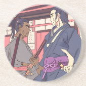 samurai zandsteen onderzetter (Voorkant)