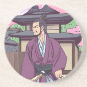 samurai zandsteen onderzetter (Voorkant)