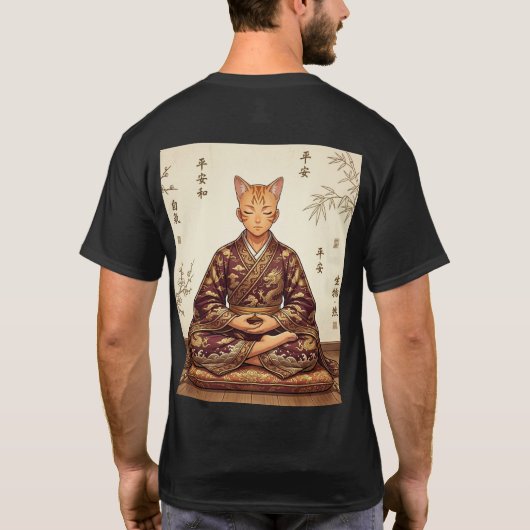 Samurai & Zen Orange Cat - Double sided T-Shirt (Achterkant)