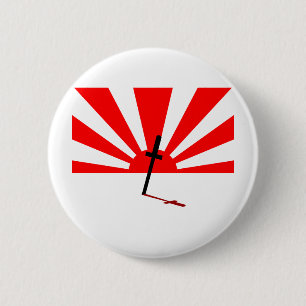 Samurai zonsondergang ronde button 5,7 cm