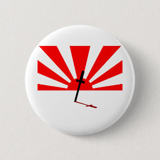 Samurai zonsondergang ronde button 5,7 cm