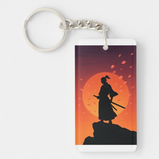 Samurai Zonsondergang Silhouet Sleutelhanger – Kra (Voorkant)