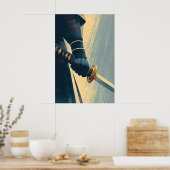 Samurai Zwaard Muur Kunst Gedecoreerde Poster Stij (Keuken)