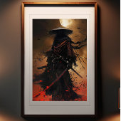 Samurai's Eclipse - Enigmatische Warrior Art Print Foto Afdruk