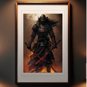 Samurai's Eclipse - Enigmatische Warrior Art Print Foto Afdruk