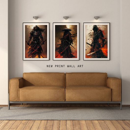 Samurai's Eclipse - Enigmatische Warrior Art Print Foto Afdruk