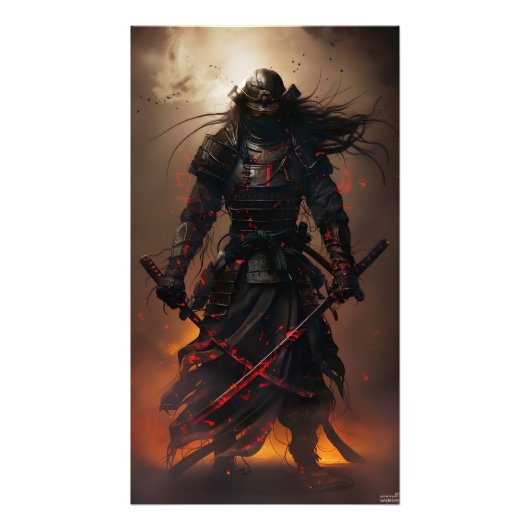 Samurai's Eclipse - Enigmatische Warrior Art Print Foto Afdruk (Voorkant)