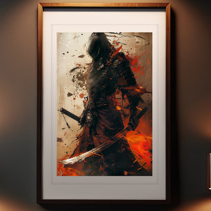 Samurai's Silent Fury - raadselachtig krijger Post Foto Afdruk